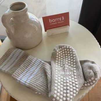 Barre3-Carmel Valley - A pair of grip socks I bought in their cute little lobby boutique area. - Barre Classes Near Me - San Diego, California