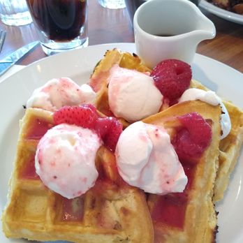 Earls - Waffles and Creme with strawberries - Canadian (New) Near Me - St. Albert, Alberta