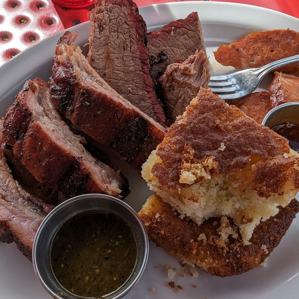 Avery Brewing - The meat, meat, meat. Sausage, ribs, brisket and cornbread - Breweries Near Me - Boulder, Colorado