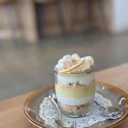 Side view of the dessert  So happy to have a good place to eat Come support the small business. It's worth it