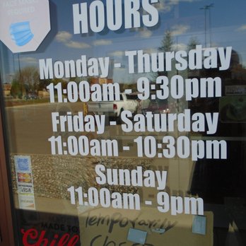 Mucho Loco - Hours of operation, front entry door. - Mexican Near Me - Elk River, Minnesota Mucho Loco - Hours of operation, front entry door. - Mexican Near Me - Elk River, Minnesota