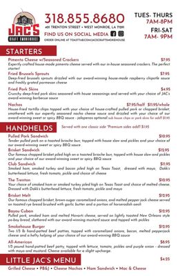 Menu photo 1 JAC's Craft Smokehouse West Monroe, LA Menu photo 1 JAC's Craft Smokehouse West Monroe, LA