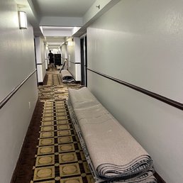 Carpet being installed in rooms on same floor as we were placed. Carpet being installed in rooms on same floor as we were placed.