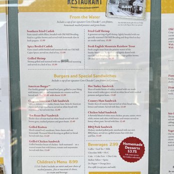 Old Mill Restaurant - Menus - American Near Me - Pigeon Forge, Tennessee