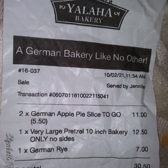 Yalaha Bakery - Receipt showing the price - Bakeries Near Me - Yalaha, Florida Yalaha Bakery - Receipt showing the price - Bakeries Near Me - Yalaha, Florida