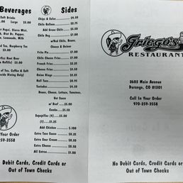 Updated food menu