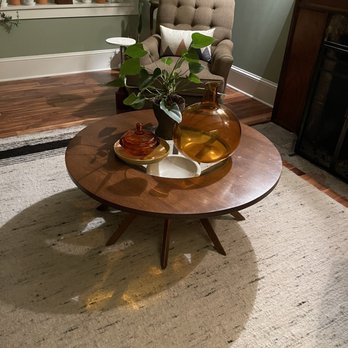Mad Modern - Coffee table with a glass top and bowl underneath. - Furniture Stores Near Me - Cedar Rapids, Iowa