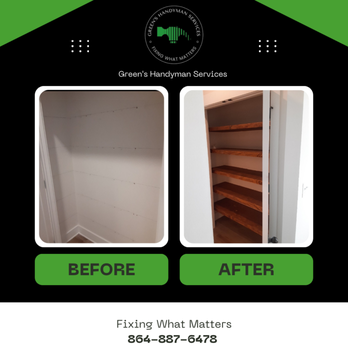 Green's Handyman Services - Built-in Pantry Shelves - Handyman Near Me
