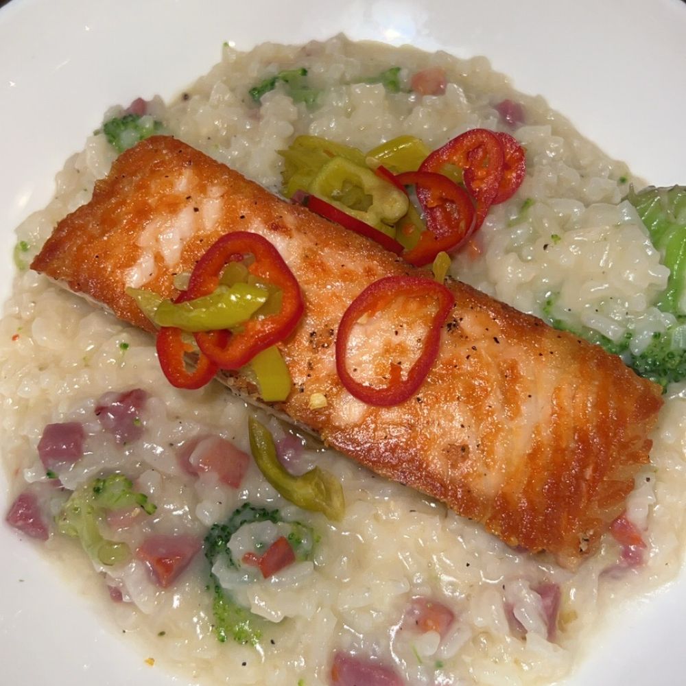 Pan seared salmon with risotto Pan seared salmon with risotto