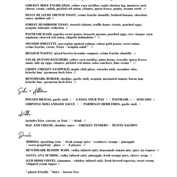 Benchmark - Brunch menu as of 04/30/23 - New American Near Me - Santa Ana, California