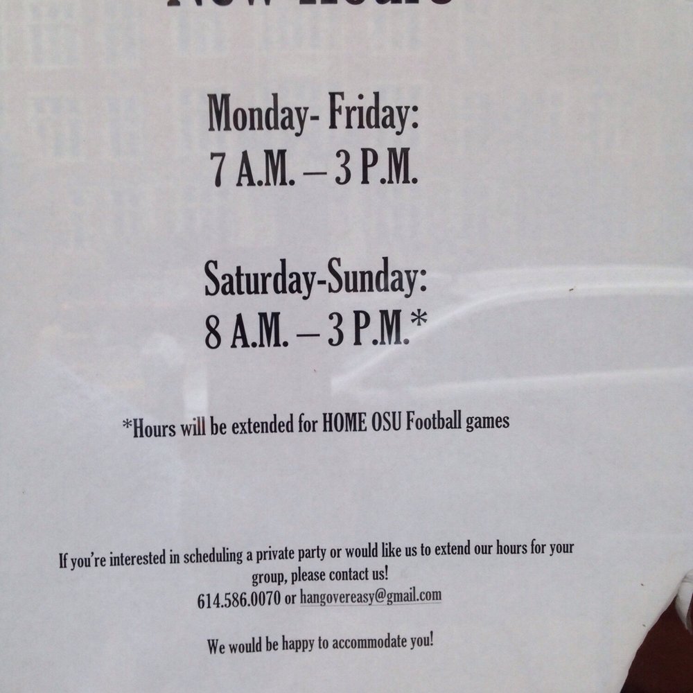 HangOverEasy - Recently posted on the front door - Breakfast & Brunch Near Me - Columbus, Ohio HangOverEasy - Recently posted on the front door - Breakfast & Brunch Near Me - Columbus, Ohio