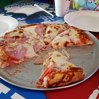 Rio's Pizza - Canadian Bacon, look at gooey, stringy cheese - Pizza Near Me - Montebello, California Rio's Pizza - Canadian Bacon, look at gooey, stringy cheese - Pizza Near Me - Montebello, California