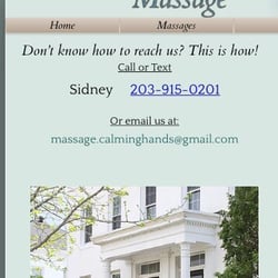 Calming Hands Massage - Here's his number from his website, just to validate that the text communication I posted was with him.