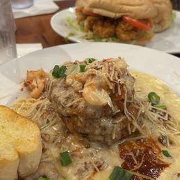 Eggplant Supreme and Fried Shrimp Poboy