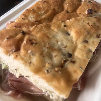 Gioia Vita Caffè - Prosciutto, mozzarella, and aioli focaccia sandwich. - Gelato Near Me - San Diego, California