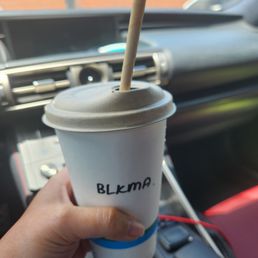 Black sesame matcha latte