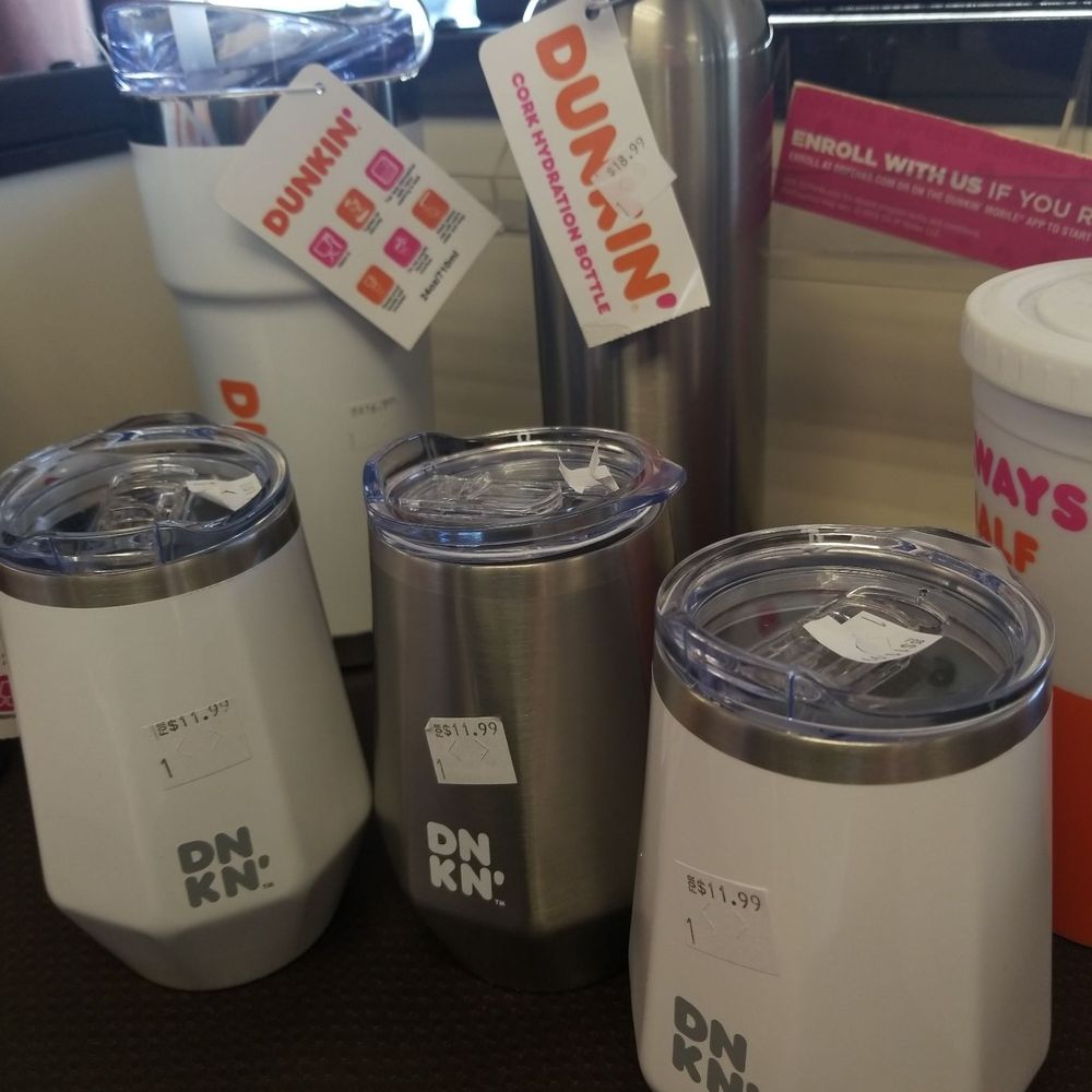 Dunkin' - Steel mugs. - Donuts Near Me - Bellaire, Texas