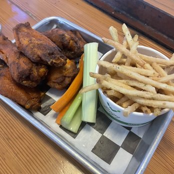 Bowlounge - Buffalo and Lemon Pepper wings with fries - Bowling Near Me - Dallas, Texas
