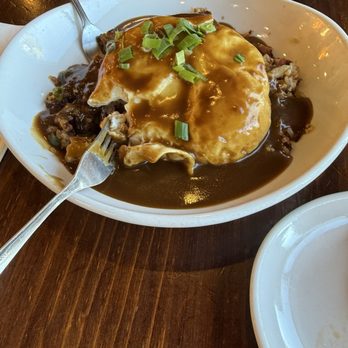 Kihei Caffe Lahaina - Loco moco with beef patty and fried rice upgrade - Breakfast & Brunch Near Me - Lahaina, Hawaii Kihei Caffe Lahaina - Loco moco with beef patty and fried rice upgrade - Breakfast & Brunch Near Me - Lahaina, Hawaii