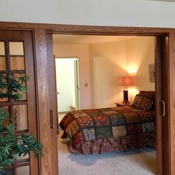 Our french door bedroom with great closet space.