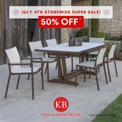 Come visit KB Patio for our spectacular 4th of July sale--50%* off everything in store!. *See website for terms and conditions.