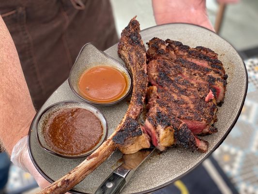 Photo of Pacific Standard Prime - Redondo Beach, CA, US. Tomahawk at Pacific Standard Prime steakhouse in Redondo Beach