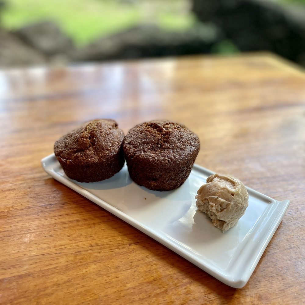 Keoki's Paradise - Carrot cake muffin with cinnamon butter - Seafood Near Me - Koloa, Hawaii Keoki's Paradise - Carrot cake muffin with cinnamon butter - Seafood Near Me - Koloa, Hawaii