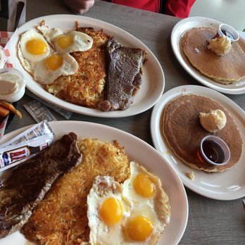 Charmer’s Fresh Burgers - Steak eggs hash brown & pancakes for $16.99 WOW!) Yummy delicious for our Valentines - Burgers Near Me - Banning, California