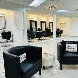 The Hair & Beauty Lounge - Makeup area, stylist chairs & waiting area