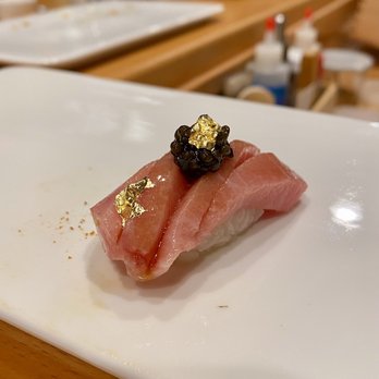 Otaru Sushi Bar - Chu Toro with caviar and gold flakes (a bit gimmicky but you gotta give the people what they want!) - Sushi Bars Near Me - New Haven, Connecticut