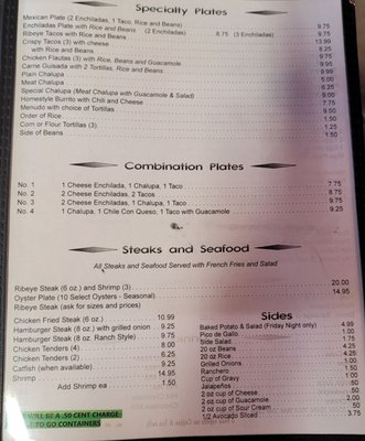 Menu photo 1 Canales Cafe Tivoli, TX
