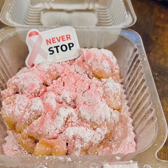 Funnel Me Crazy - Breast Cancer Awareness Month....Classic Funnel cake with Pink Powder Sugar - Desserts Near Me - Durham, North Carolina