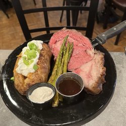 River Watch - King cut prime rib with loaded baked potato.