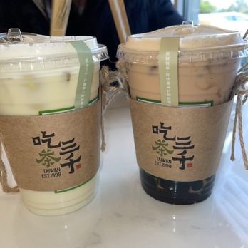 Chicha San Chen - Jasmine green tea ( light sweet) + milk tea with boba ( regular sweet) - Bubble Tea Near Me - Fremont, California Chicha San Chen - Jasmine green tea ( light sweet) + milk tea with boba ( regular sweet) - Bubble Tea Near Me - Fremont, California