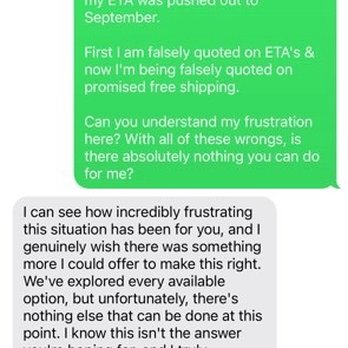 Couch Club - Customer service text informing me they can no longer honor my promotion & invoicing me to pay more. - Furniture Stores Near Me - Los Angeles, California