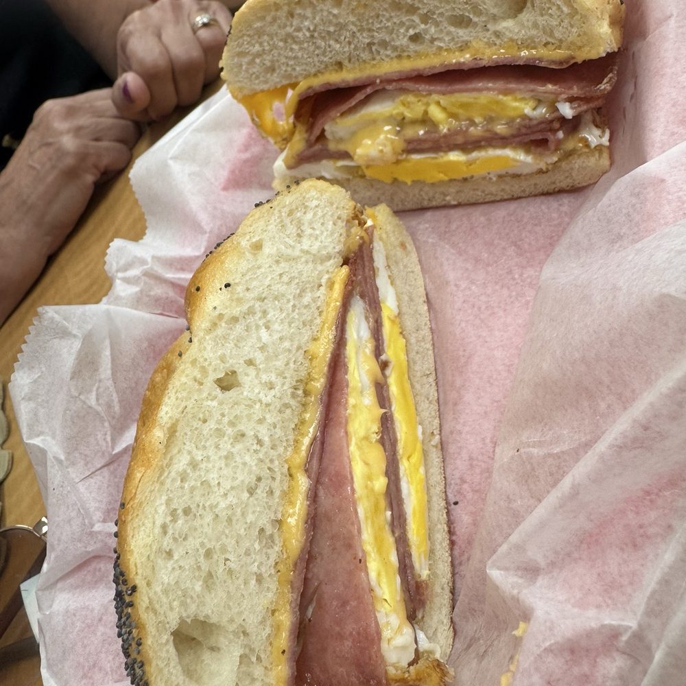 Pork Roll Petes - Pork roll egg and cheese on hard roll - Bagels Near Me - Bradenton, Florida