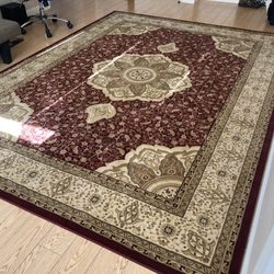 Aladdin Rugs Design Center - New rug laid out in living room (Angled)