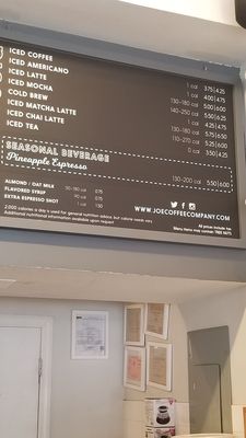 Menu photo 3 Joe Coffee Company: W 68th St New York, NY Menu photo 3 Joe Coffee Company: W 68th St New York, NY