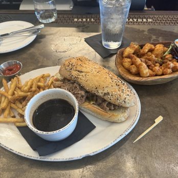 Silo Modern Farmhouse - Prime rib sandwich fries and smoked cheese curds - New American Near Me - Lenexa, Kansas Silo Modern Farmhouse - Prime rib sandwich fries and smoked cheese curds - New American Near Me - Lenexa, Kansas