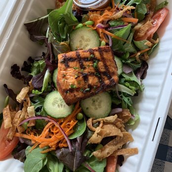 NDMK Fish House - Grilled Salmon Pier Salad - Sushi Bars Near Me - Avalon, California NDMK Fish House - Grilled Salmon Pier Salad - Sushi Bars Near Me - Avalon, California