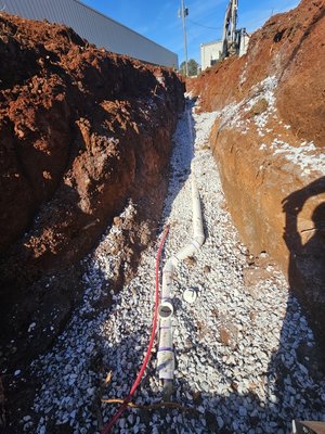 Commercial sewer replacement - Commercial property with a failed sewer line. Streamline Plumbing and Drain came in and excavated the old sewer from the building to the city main sewer and replaced the old sewer with new schedule 40 PVC. Tested and inspected by the city.
