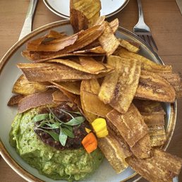 Plantain chips and guacamole Plantain chips and guacamole