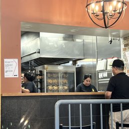 a group of people in a restaurant