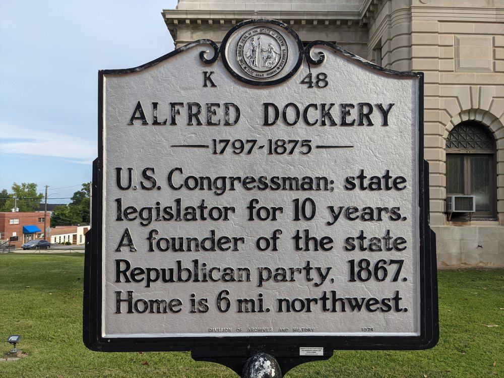 ALFRED DOCKERY HISTORICAL MARKER Updated July 2024 110 W Franklin