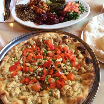 Bedouin Tent - Chicken Pitza and Assorted Salad - Middle Eastern Near Me - Brooklyn, New York