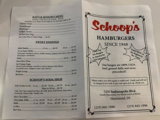 Menu photo 1 Schoop's Hamburgers Hammond, IN Menu photo 1 Schoop's Hamburgers Hammond, IN