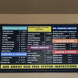 Econo Lube N' Tune & Brakes - I was told to sit in the waiting area which was clean and cozy, and showed all the services they offer!