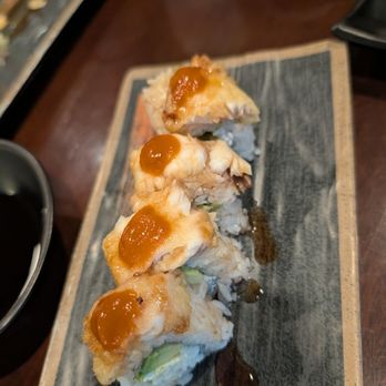 Tokyo Sushi - Blue dragon i think its called, fire has fried snapper on top - Japanese Near Me - San Jose, California Tokyo Sushi - Blue dragon i think its called, fire has fried snapper on top - Japanese Near Me - San Jose, California