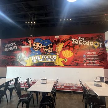The Taco Spot - The wall art with some social media info. - Tacos Near Me - Phoenix, Arizona
