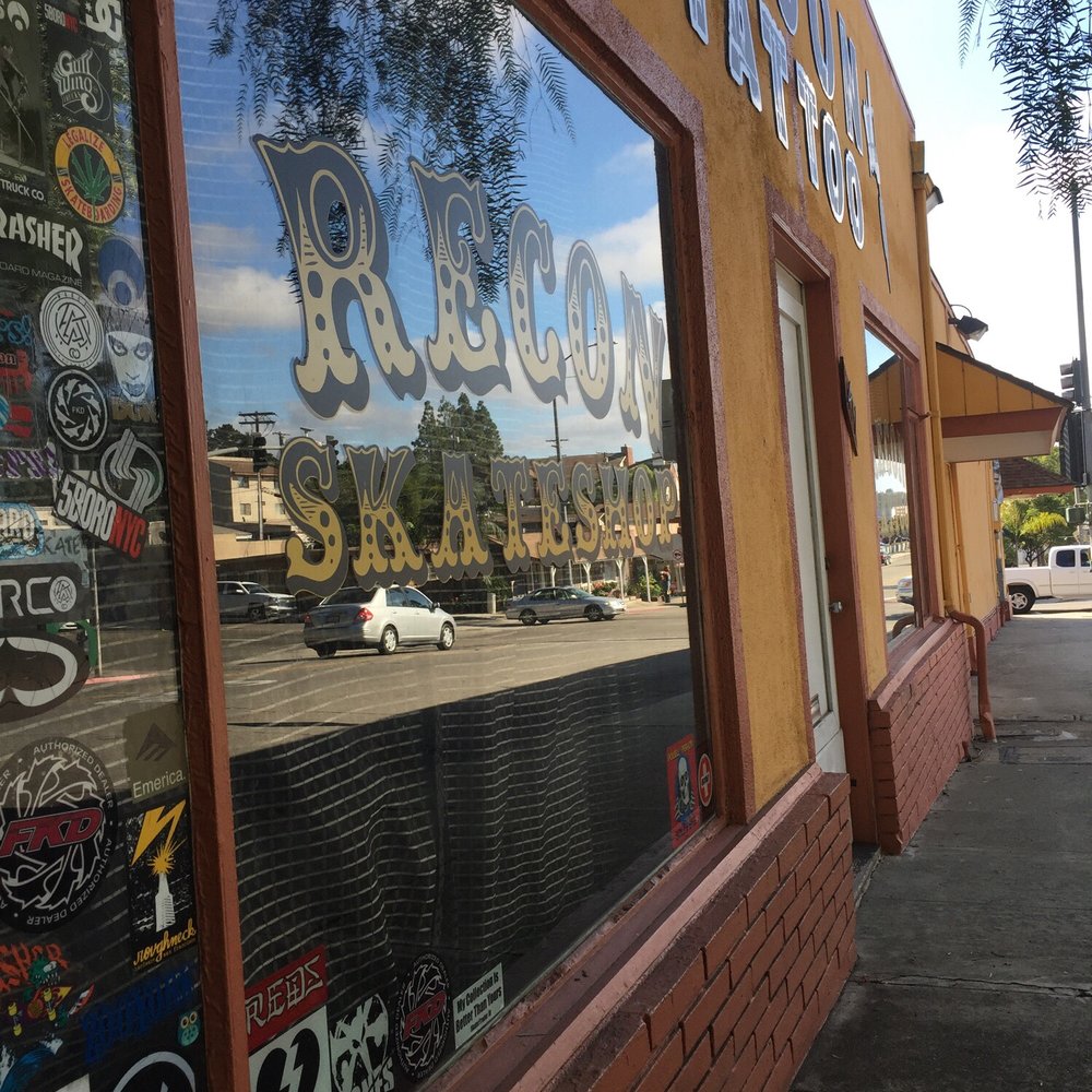 Street view of recon tattoo and skate shop. Street view of recon tattoo and skate shop.